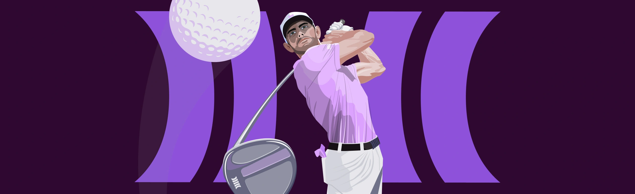 golf player drives a golf ball toward the viewer