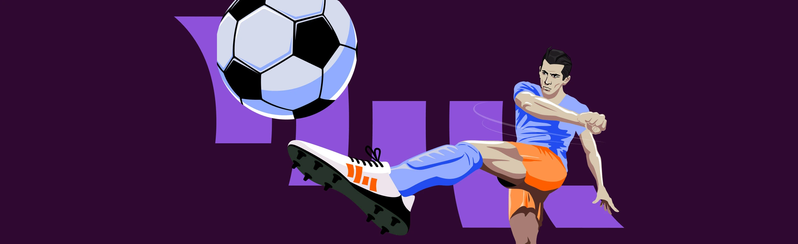 soccer player kicks a ball towards the screen with the cloudbet logo in the background