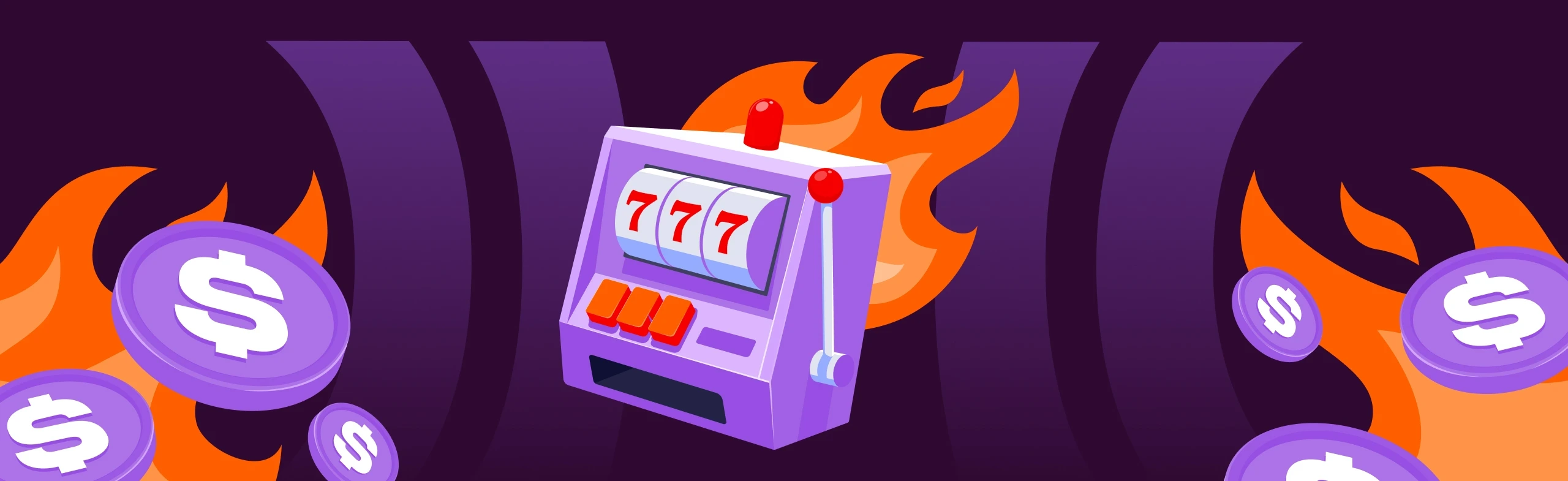 cartoon style slot machines with a fire trail fly around in front of the cloudbet logo